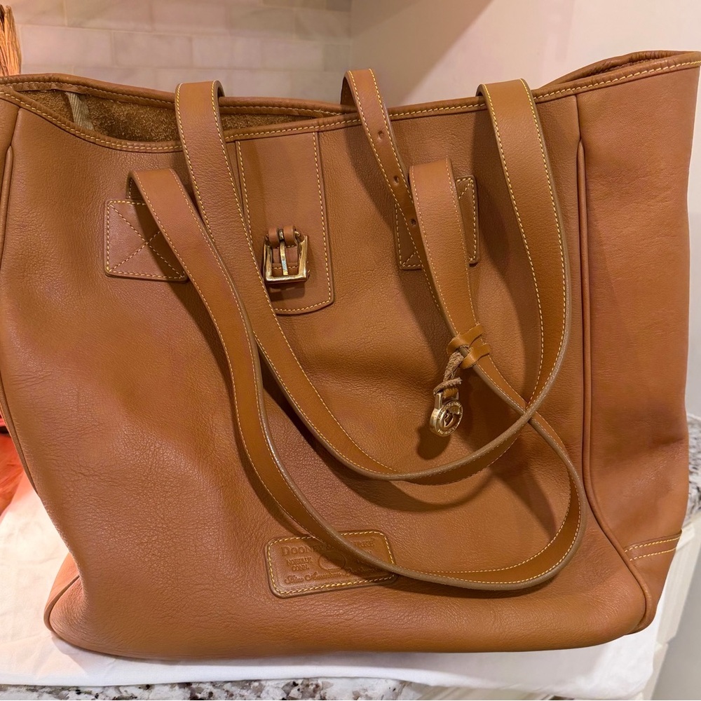 Dooney & Bourke Cognac Brown Leather Satchel Tote